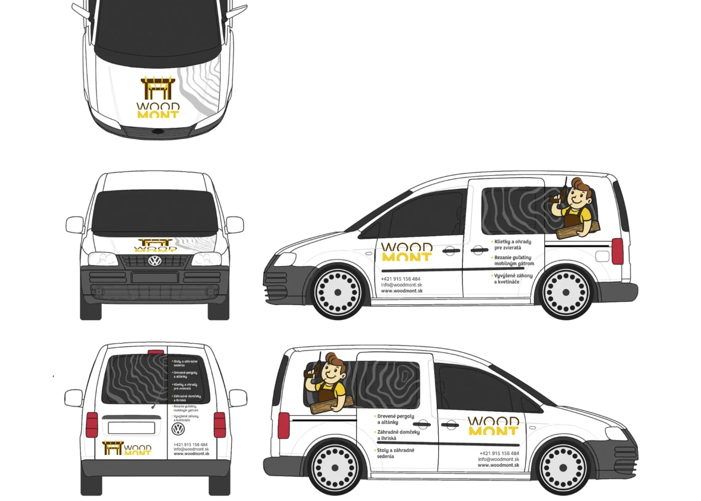 Reklmaný polep na auto pre firmu woodmont
