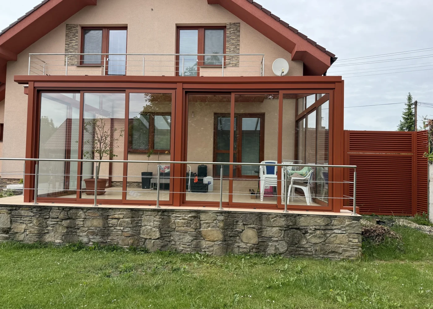 Zrkadlové fólie na predné okná zimnej záhrady