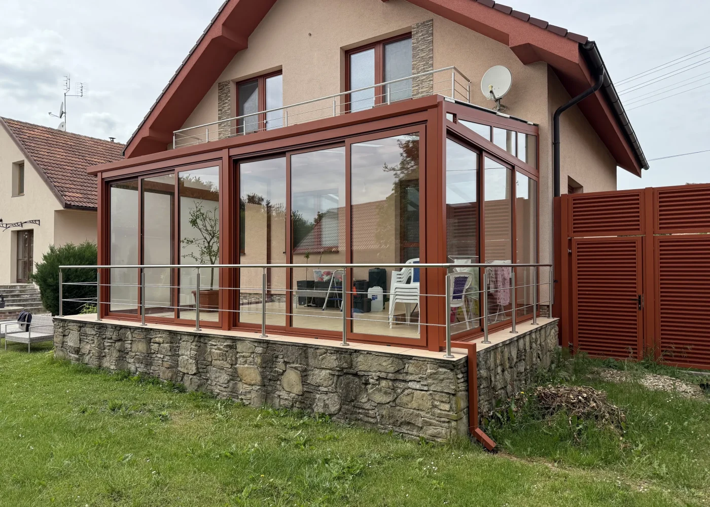 Zrkadlové fólie na predné okná zimnej záhrady