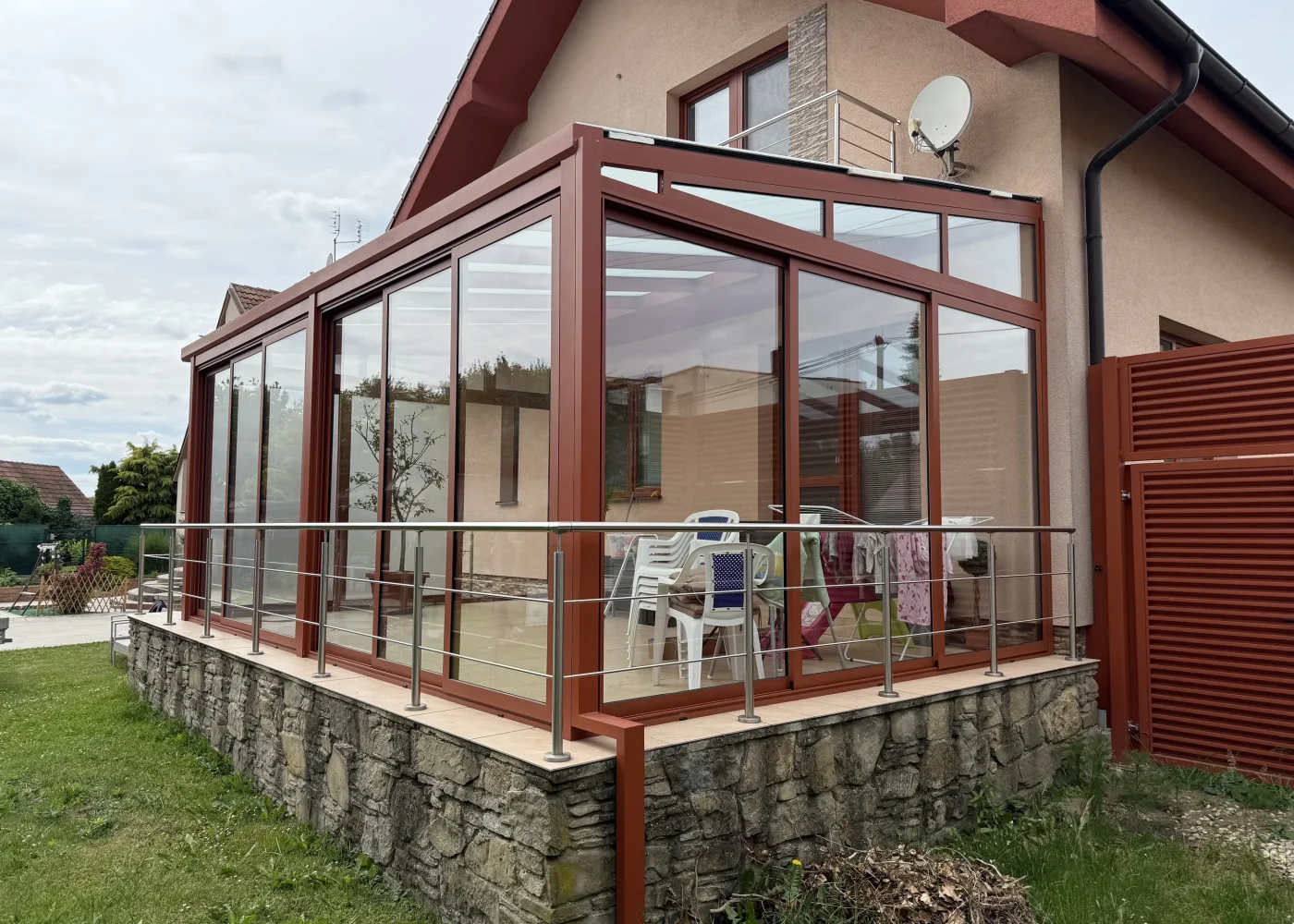 Zrkadlové fólie na predné okná zimnej záhrady
